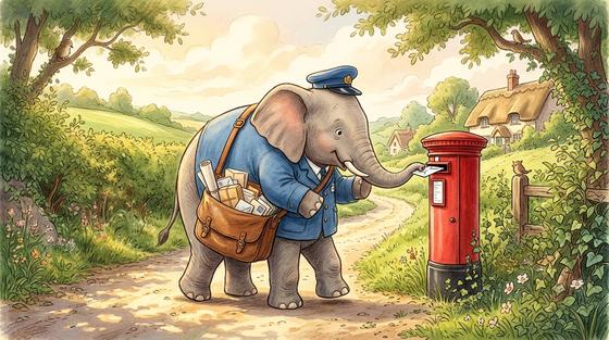 Millie the Postal Elephant at the Postbox